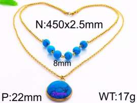 Stainless Steel Stone & Crystal Necklace