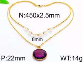 Stainless Steel Stone & Crystal Necklace