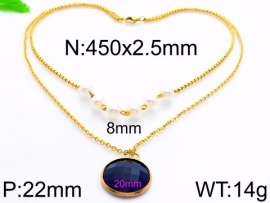 Stainless Steel Stone & Crystal Necklace