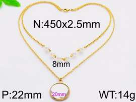 Stainless Steel Stone & Crystal Necklace