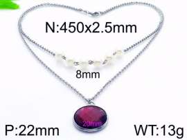 Stainless Steel Stone & Crystal Necklace