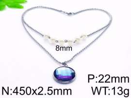 Stainless Steel Stone & Crystal Necklace
