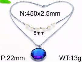 Stainless Steel Stone & Crystal Necklace
