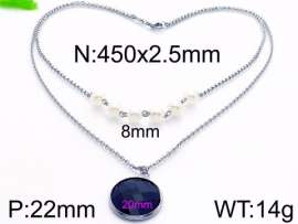 Stainless Steel Stone & Crystal Necklace