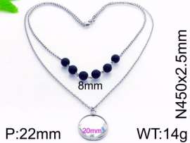Stainless Steel Stone & Crystal Necklace