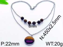 Stainless Steel Stone & Crystal Necklace