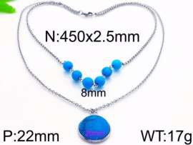 Stainless Steel Stone & Crystal Necklace