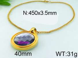 Stainless Steel Stone & Crystal Necklace