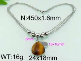 Stainless Steel Stone & Crystal Necklace