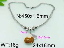 Stainless Steel Stone & Crystal Necklace