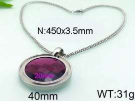 Stainless Steel Stone & Crystal Necklace