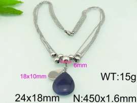 Stainless Steel Stone & Crystal Necklace