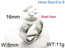 SS Shell Pearl Rings