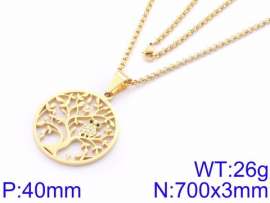 Stainless Steel Stone & Crystal Necklace