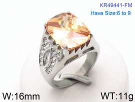 Stainless Steel Stone&Crystal Ring