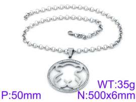 Stainless Steel Stone & Crystal Necklace