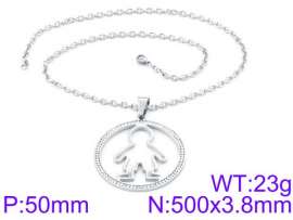 Stainless Steel Stone & Crystal Necklace