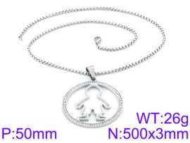 Stainless Steel Stone & Crystal Necklace