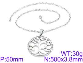 Stainless Steel Stone & Crystal Necklace