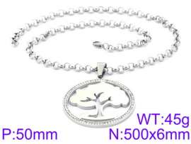 Stainless Steel Stone & Crystal Necklace