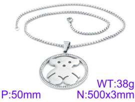 Stainless Steel Stone & Crystal Necklace