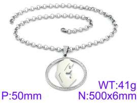 Stainless Steel Stone & Crystal Necklace
