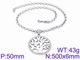 Stainless Steel Stone & Crystal Necklace
