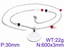 Stainless Steel Stone & Crystal Necklace
