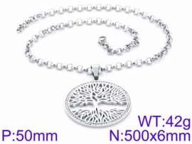 Stainless Steel Stone & Crystal Necklace