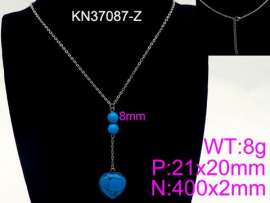 Stainless Steel Stone & Crystal Necklace