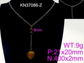 Stainless Steel Stone & Crystal Necklace