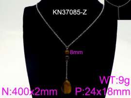Stainless Steel Stone & Crystal Necklace