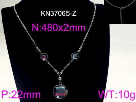 Stainless Steel Stone & Crystal Necklace