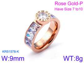 Stainless Steel Stone&Crystal Ring