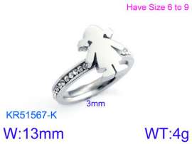Stainless Steel Stone&Crystal Ring