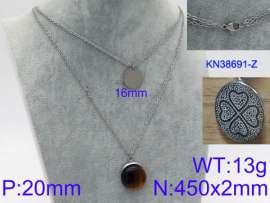 Stainless Steel Stone & Crystal Necklace