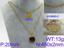 Stainless Steel Stone & Crystal Necklace