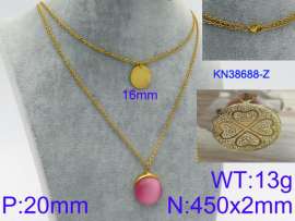 Stainless Steel Stone & Crystal Necklace