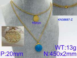 Stainless Steel Stone & Crystal Necklace