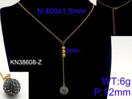 Stainless Steel Stone & Crystal Necklace