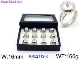 Stainless Steel Stone&Crystal Ring