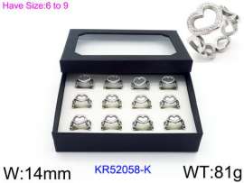 Stainless Steel Stone&Crystal Ring