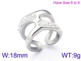 Stainless Steel Stone&Crystal Ring