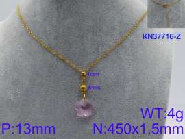 Stainless Steel Stone & Crystal Necklace