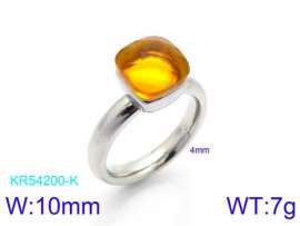Stainless Steel Stone&Crystal Ring