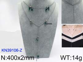 Stainless Steel Stone & Crystal Necklace