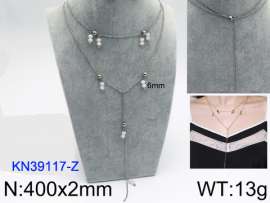 Stainless Steel Stone & Crystal Necklace