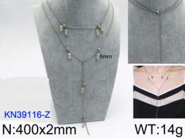 Stainless Steel Stone & Crystal Necklace