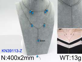 Stainless Steel Stone & Crystal Necklace