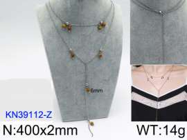 Stainless Steel Stone & Crystal Necklace
